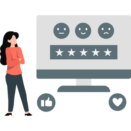 Woman pointing emoji star rating  Illustration