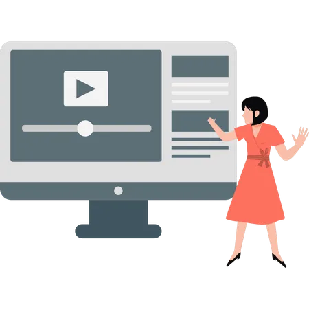 Woman pointing information technology website  Illustration