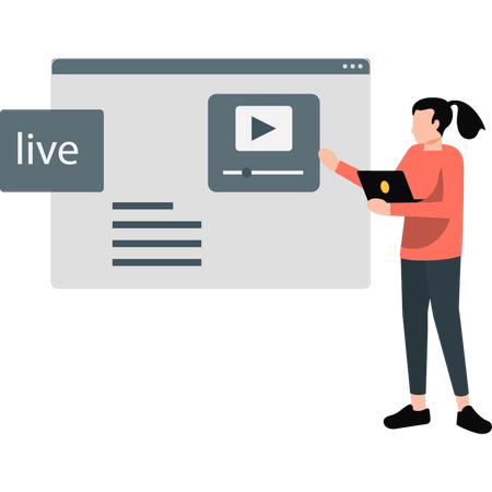 Woman pointing web video  Illustration