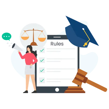 Woman preparing business rules  Illustration