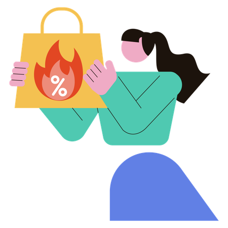 Woman purchases from Hot Sale  Illustration