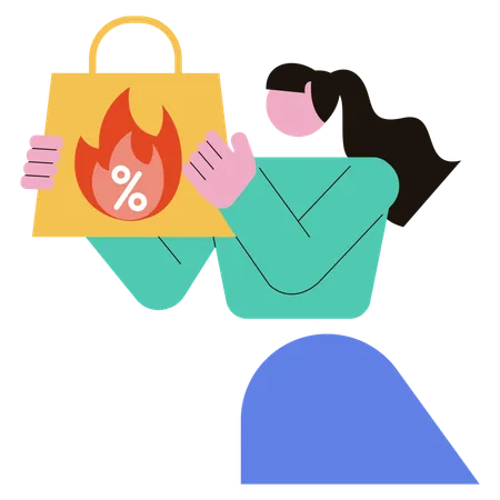 Woman purchases from Hot Sale  Illustration