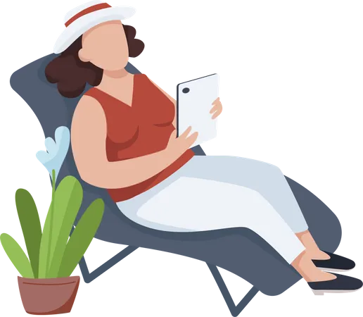 Woman relaxing on chair  Illustration