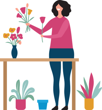 Woman selling flower  Illustration