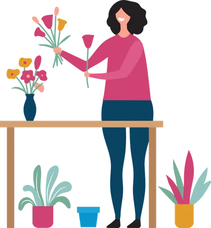 Woman selling flower  Illustration