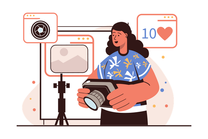 Woman shooting photo for social media platform  Illustration