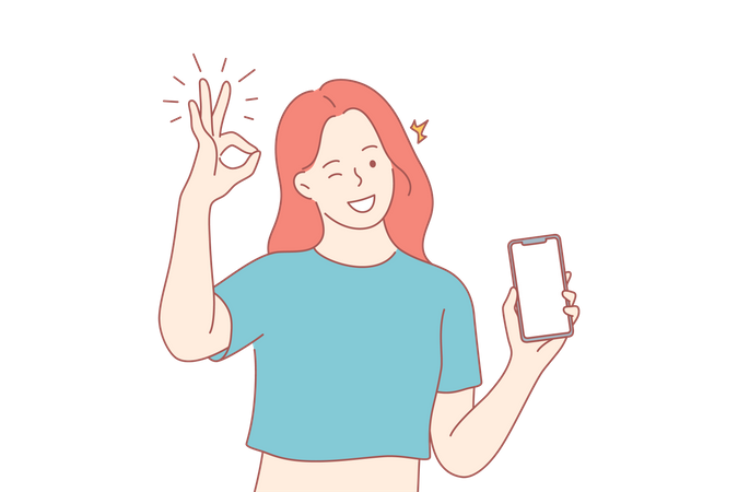 Woman showing smartphone  Illustration