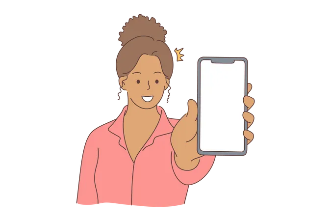 Woman showing smartphone  Illustration