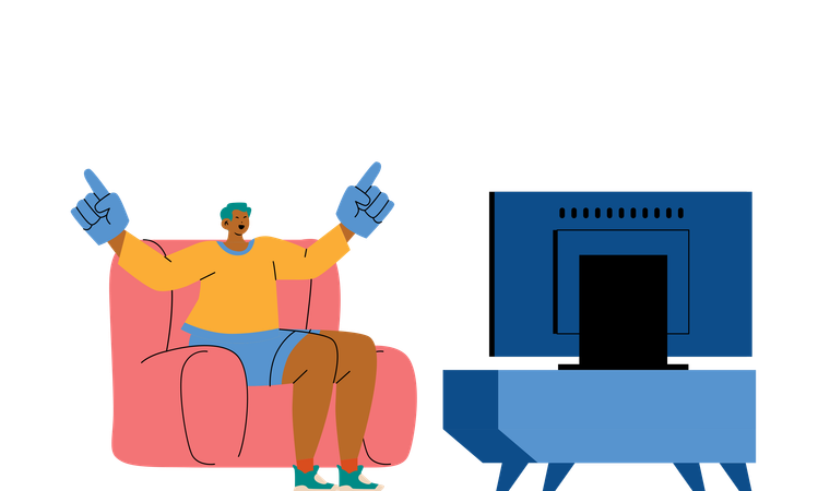 Woman Sitting on Sofa and Watching Movie  Illustration