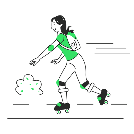 Woman skates on roller skates  Illustration