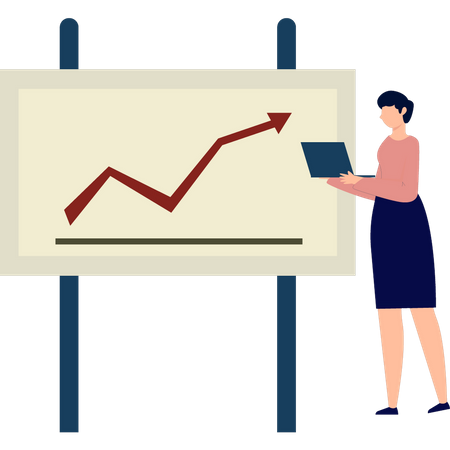 Woman standing next to graph board  일러스트레이션