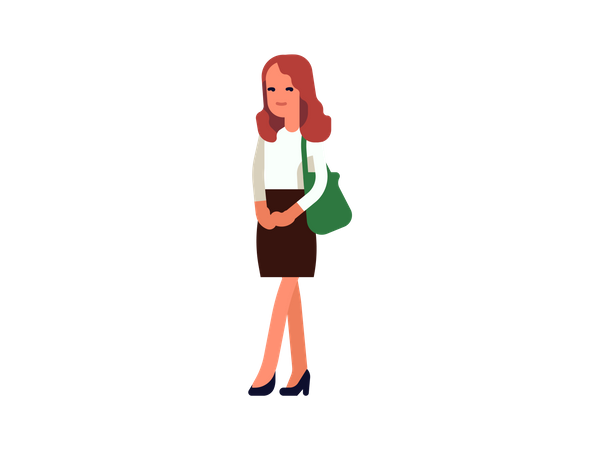 Woman standing with shoulder bag  Illustration