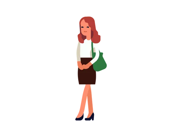 Woman standing with shoulder bag  Illustration