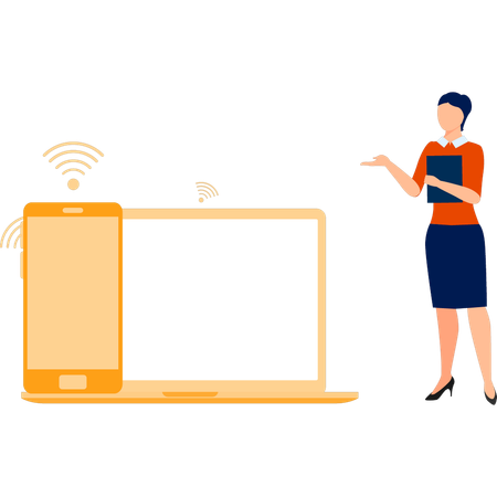 Woman Talking About Sharing Networks  Illustration