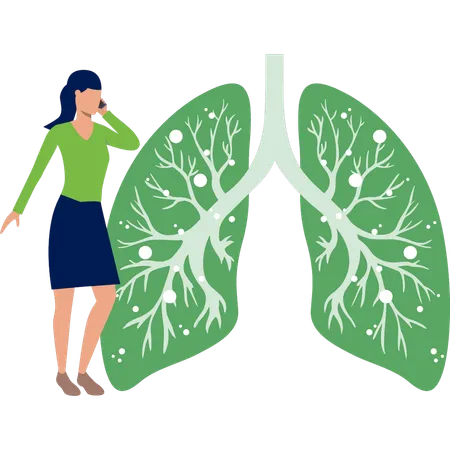 Woman talking on mobile about lungs infection  Illustration