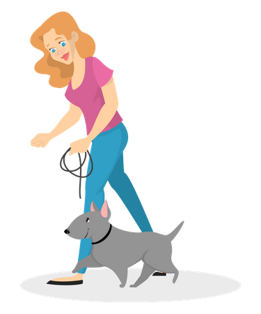 Woman training dog  イラスト