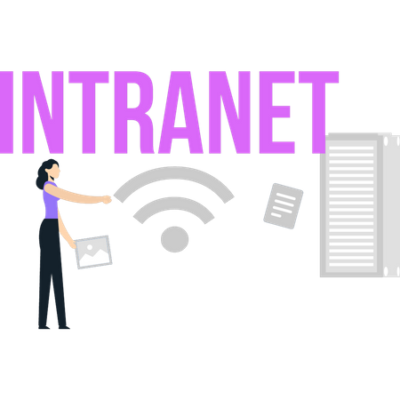 Woman use internet network  イラスト