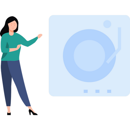 Woman using vinyl player  Illustration