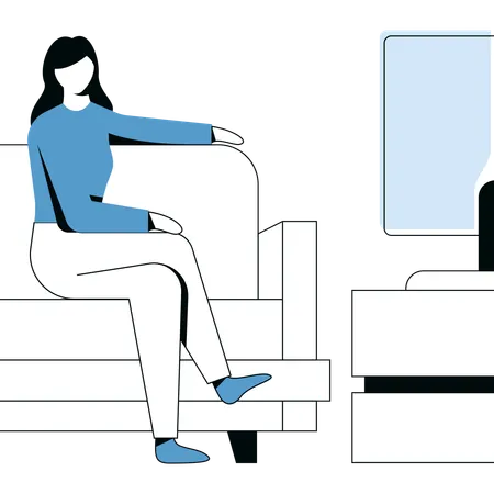 Woman Watching TV  Illustration