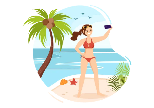 Woman wearing bikini  イラスト