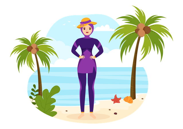 Woman wearing swimsuit  イラスト