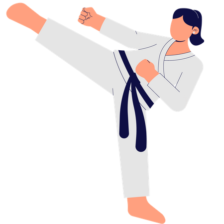 Woman Who Practices Taekwondo  Illustration