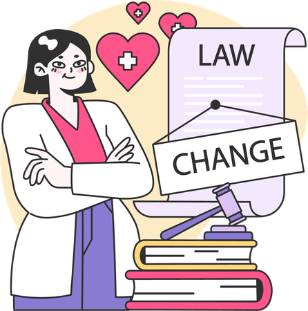 Woman with medical law  イラスト