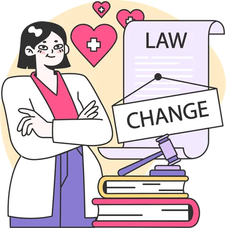 Woman with medical law  イラスト