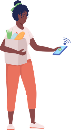 Woman with mobile payment  Illustration