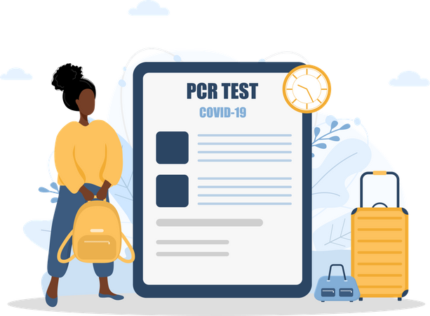 Woman with PCR test  일러스트레이션