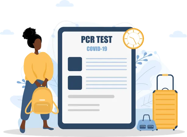 Woman with PCR test  일러스트레이션