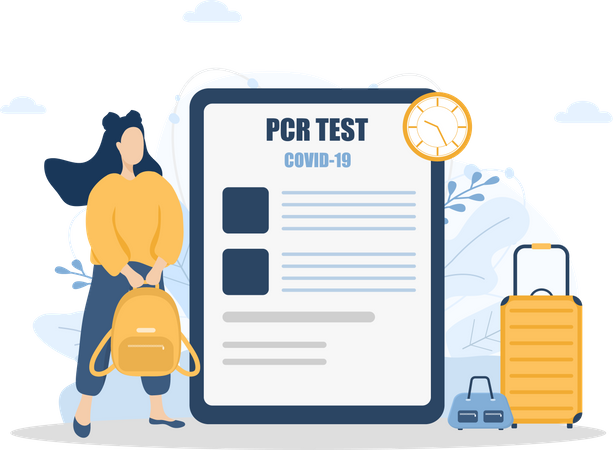 Woman with PCR test for travel  일러스트레이션