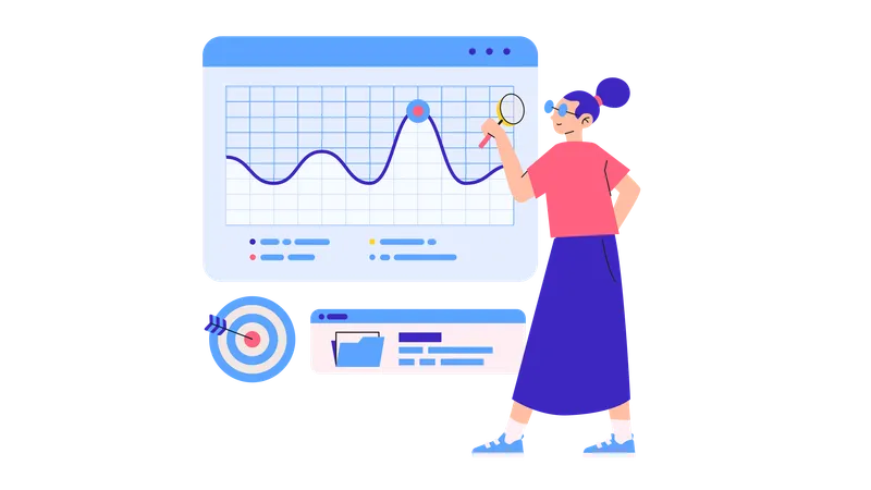 Woman work with dashboard  Illustration