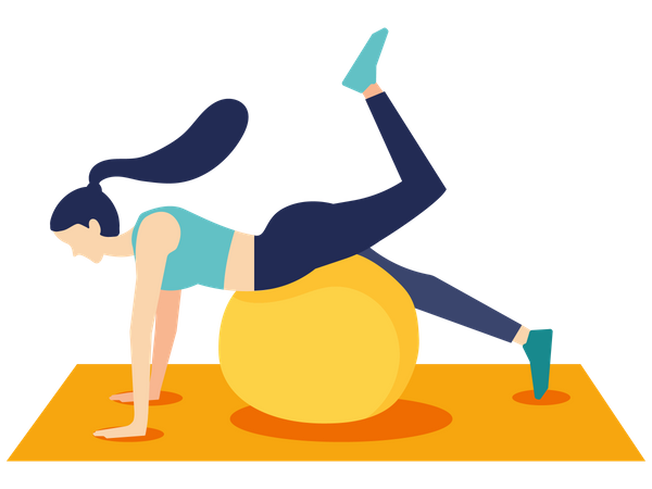 Woman workout on gym ball  Illustration