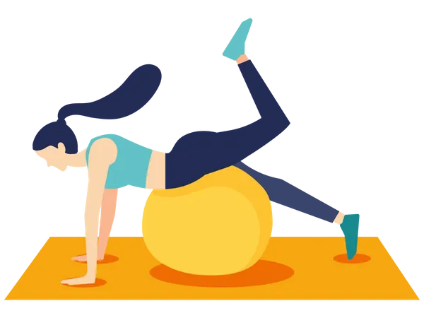 Woman workout on gym ball  Illustration