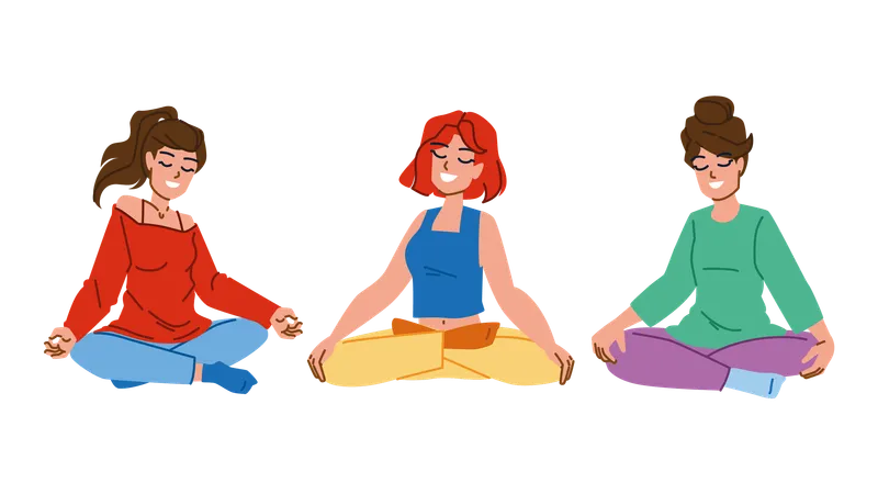 Women are meditating  Illustration