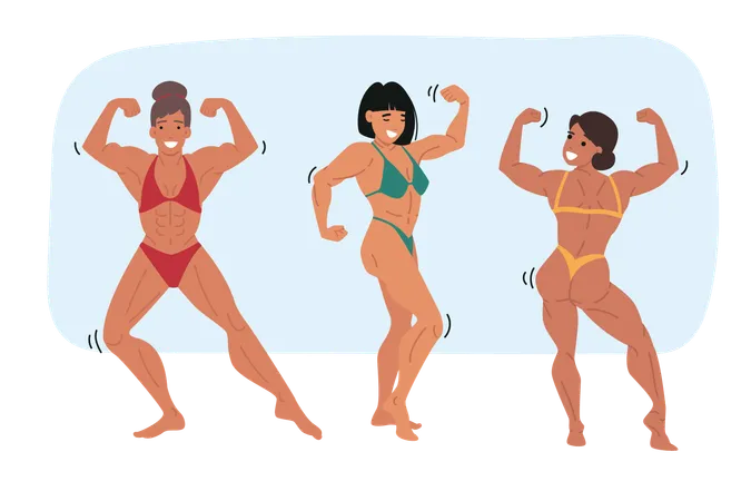 Women bodybuilding competition  Illustration