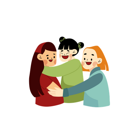 Women Hugging  イラスト