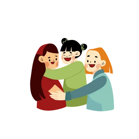 Women Hugging  イラスト