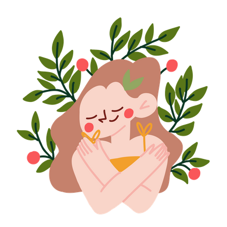 Women hugging plants  Illustration