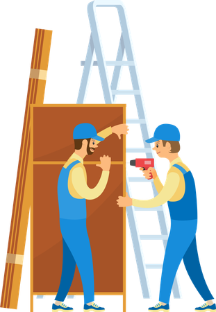 Worker Assemble Furniture  Illustration