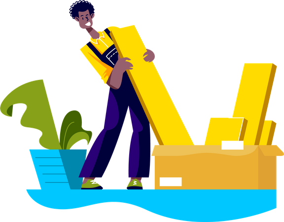 Worker lifting furniture part  Illustration