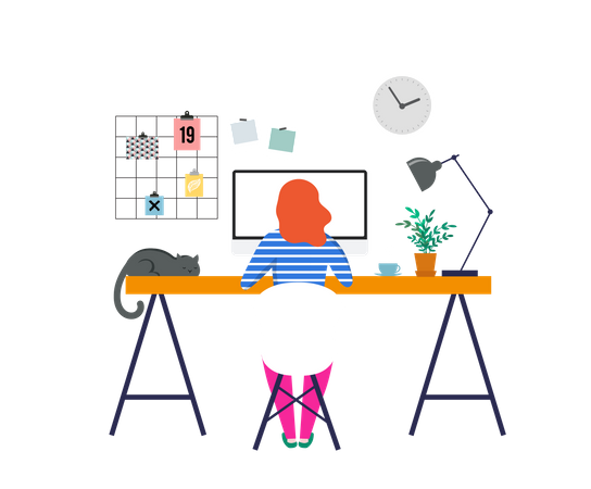 Working at home  Illustration