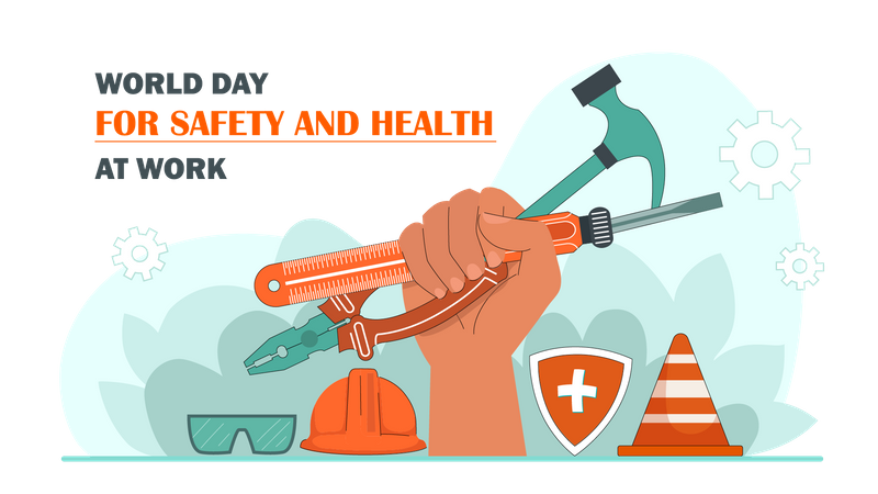 World day of safety and health at work  Illustration