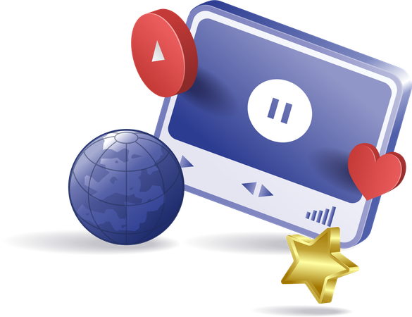 World online video player application  Illustration