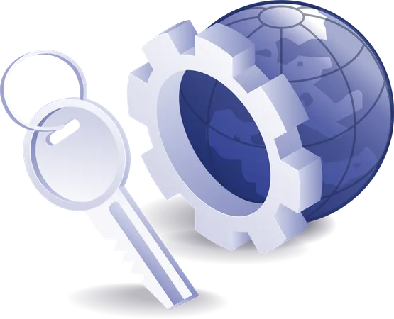 World security automatic lock and gear  Illustration