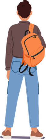 Wrong posture of hanging backpack on one shoulder  Illustration