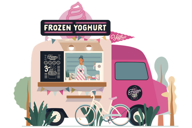 Furgoneta de yogur helado  Ilustración