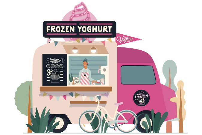 Furgoneta de yogur helado  Ilustración