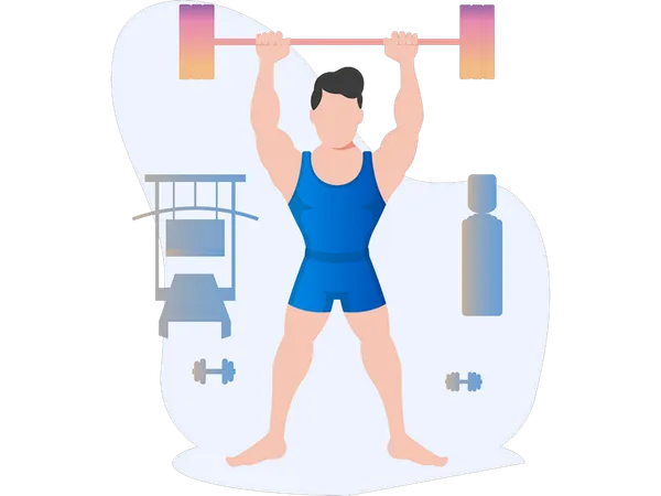 Young boy doing bodybuilding  Illustration